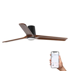 Потолочный вентилятор HEYWOOD TUB L Ш1320 черный/орех 3P LED 10W TUYA