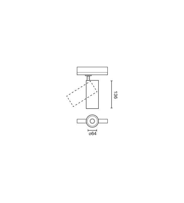 Трековый светильник Fost Ш64 28W белый 17° 2700K CRI97 DALI