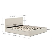 Кровать Nahiri бежевого цвета из шенилла с ящиком для хранения 180 x 200 см