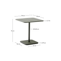Уличный стол Brai из зеленой оцинкованной стали 70 x 70 см