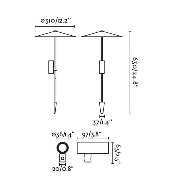 Ландшафтный светильник CLAP черный 630 LED 6W 3000K 38° C/PLAT S 24
