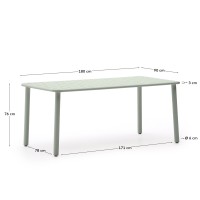 Уличный стол Brai из оцинкованной стали бирюзового цвета 180 x 90 см
