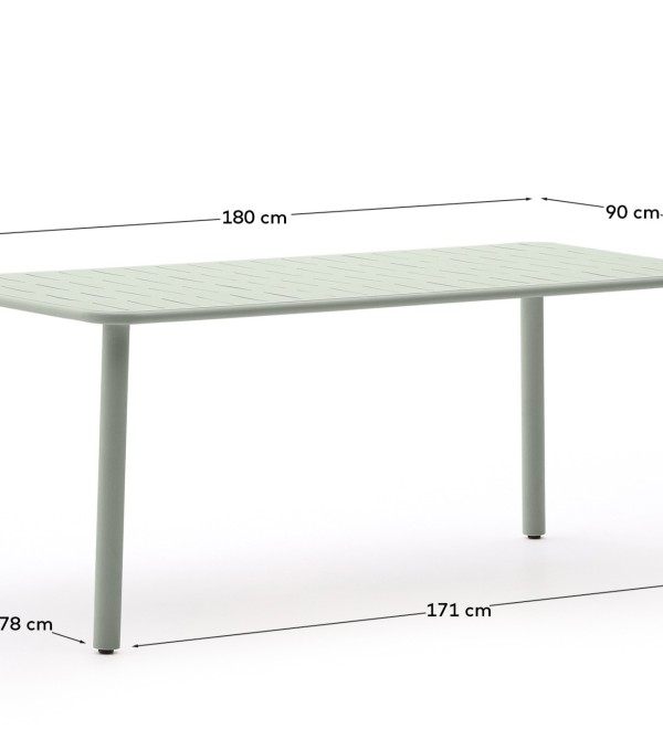 Уличный стол Brai из оцинкованной стали бирюзового цвета 180 x 90 см