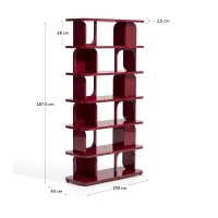 Стеллаж Aduma из МДФ с глянцевой бордовой лакированной отделкой, 100 x 187 см
