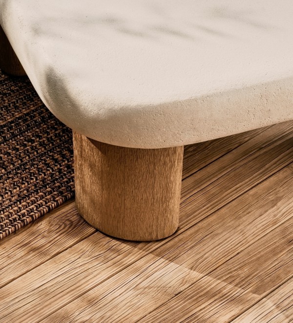 Журнальный столик Labra из цемента и акации 80 x 80 см