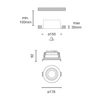 Встраиваемый светильник KIMO 15W белый 24є 2700K CRI90 DALI