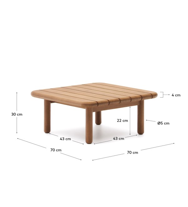 Журнальный столик Turqueta из массива тикового дерева, 70 x 70 см