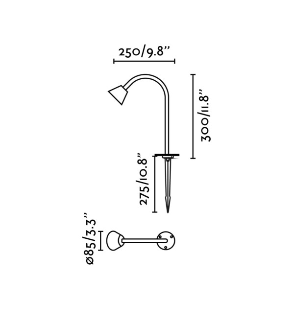 LILY 300 Уличный маяк на штыке черный LED 3W 2700K 24V