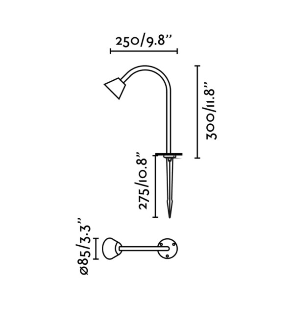 LILY 300 Уличный маяк на штыке черный LED 3W 2700K 24V