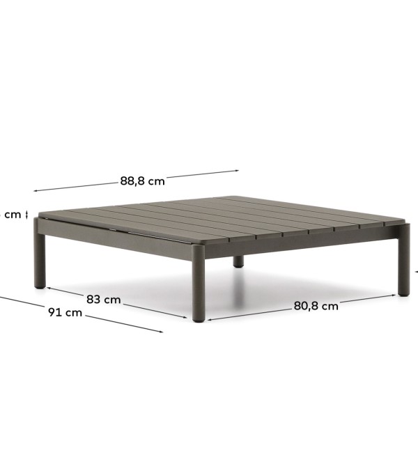 Журнальный столик Sorells из зеленого алюминия 89 x 91 см
