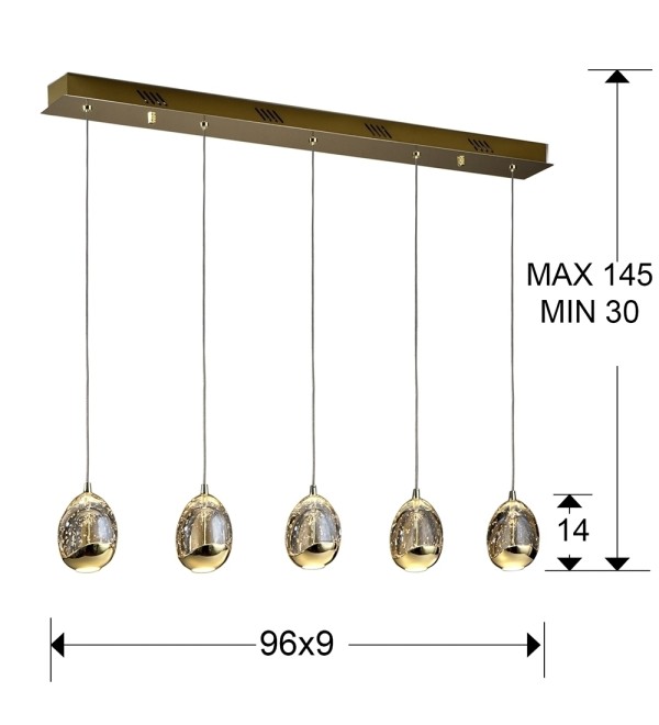 Подвесной светильник Rocio 5L золотой DIMMABLE
