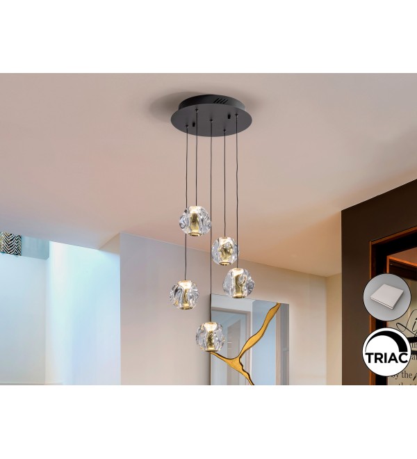 Люстра Zaria 5L- черный/золотой D30 DIM