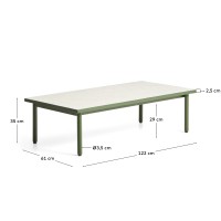 Уличный столик Maurina из зеленой стали с плиткой цвета экрю 122 x 61 см