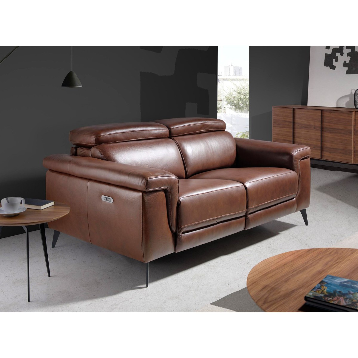 Диван 2-х местный 5319-2P-M1595 /6116 с реклайнером коричневый
