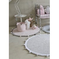 Корзина с помпонами розовая 30*30*30