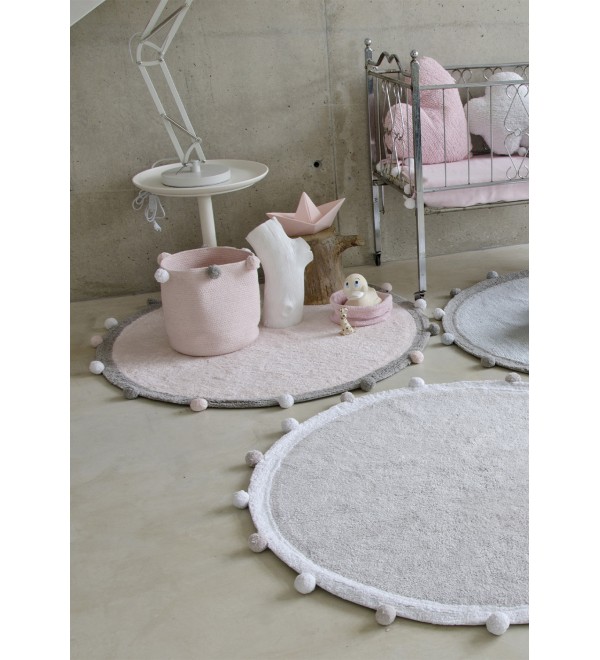 Корзина с помпонами розовая 30*30*30