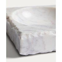 Декоративный поднос Vemi из белого мрамора с необработанной поверхностью, 20 x 20 см