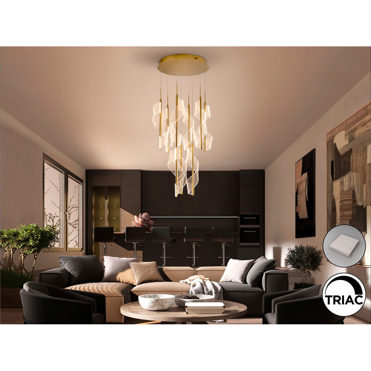Люстра Velas 9L золотая DIM