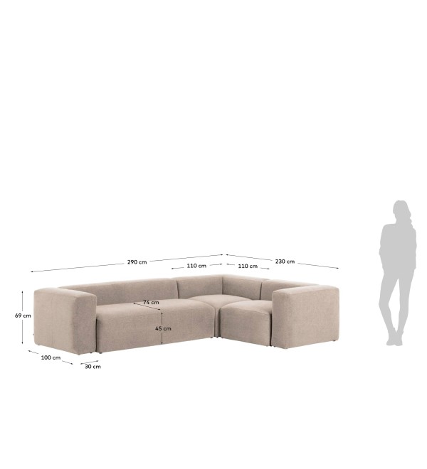Угловой 4-х местный диван Blok 320 x 230 cm бежевый