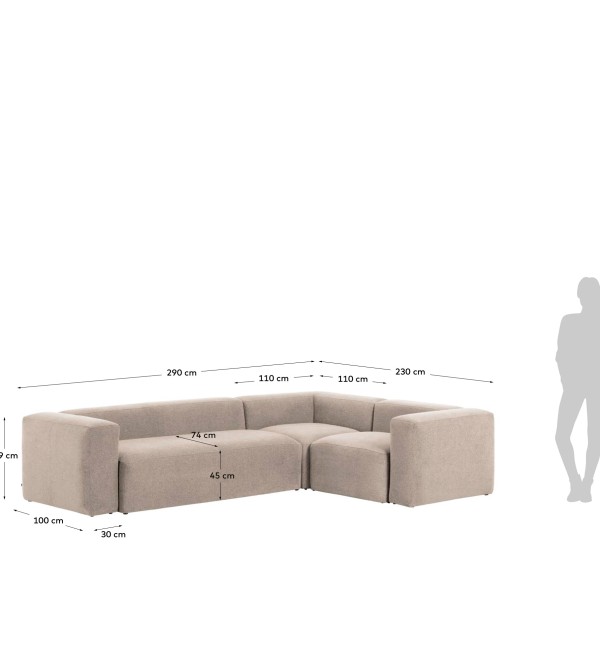 Угловой 4-х местный диван Blok 320 x 230 cm бежевый