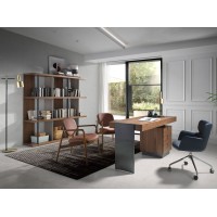 Офисный стол 3237/MQ2101DK из ореха и стали