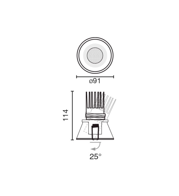 Встраиваемый светильник TULIPA черный 7W 4000K CRI90 15° CASAMBI