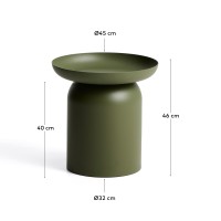 Уличный столик Arcola из зеленого алюминия, диаметр 45 см
