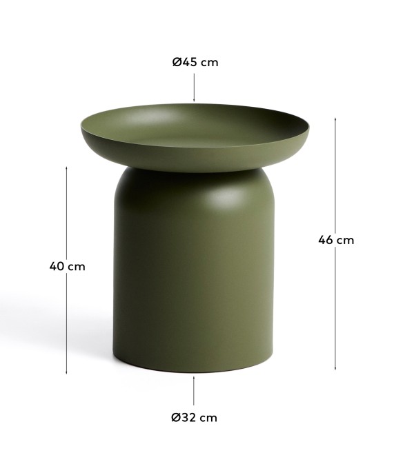 Уличный столик Arcola из зеленого алюминия, диаметр 45 см