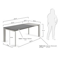 Стол Atta 160 (220) x90 серый керамический