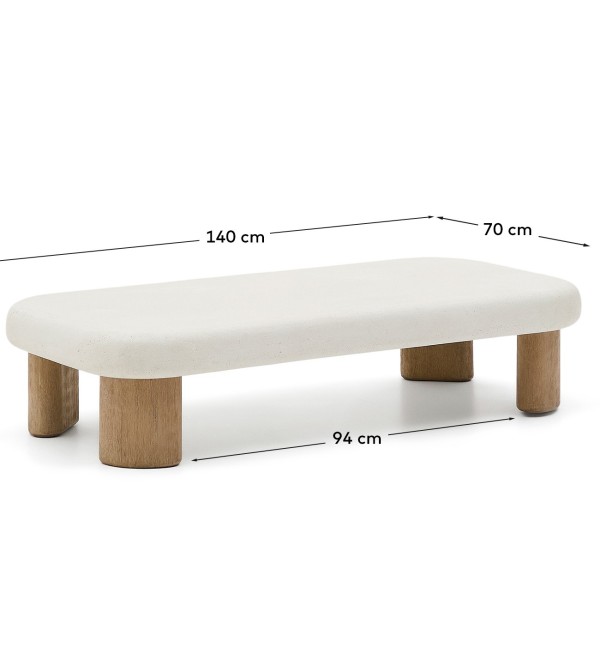 Журнальный столик Labra из цемента и акации 140 x 70 см