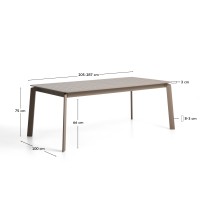 Раздвижной уличный стол Brela из алюминия цвета taupe 205(287) x 100 см