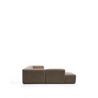 Угловой пятиместный диван Blok из коричневой синели с левым шезлонгом, 255 x 320 см