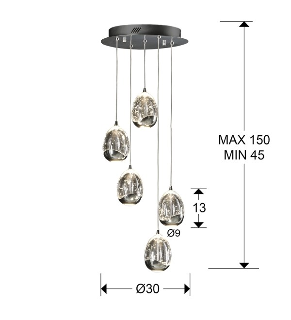 Люстра Rocio LED 5L DIM хром