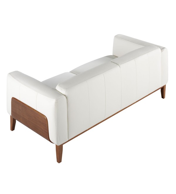 Диван 3-х местный 5353-3P-M9715 /6115 кожаный белый с каркасом из ореха