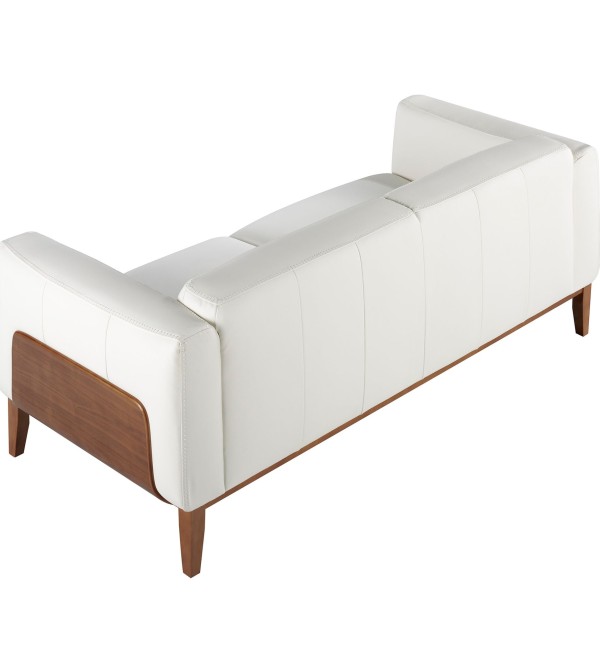 Диван 3-х местный 5353-3P-M9715 /6115 кожаный белый с каркасом из ореха