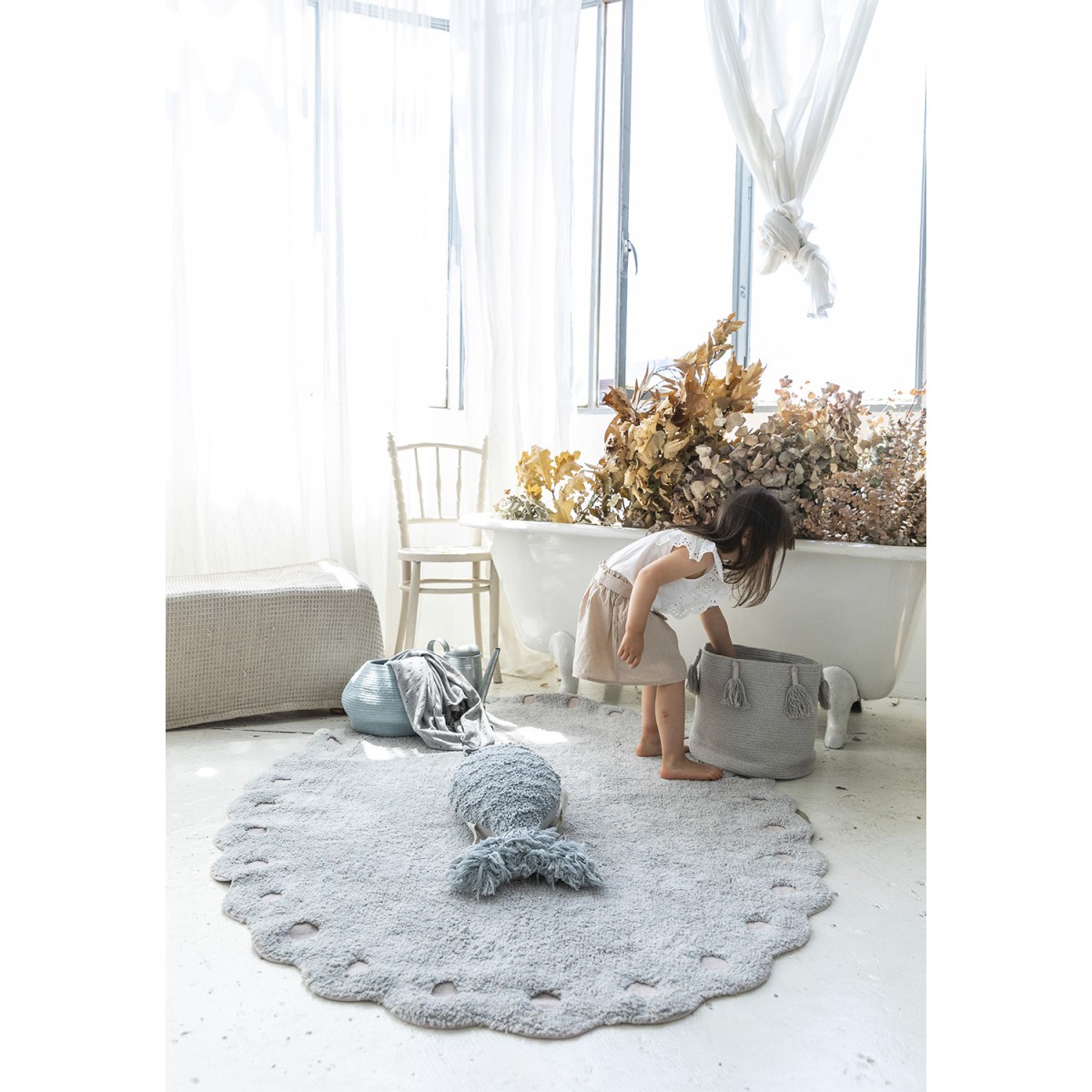 Корзина Древесный жемчужно-голубая 30*30