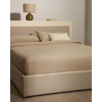 Кровать Nahiri бежевого цвета из шенилла с ящиком для хранения 150 x 200 см