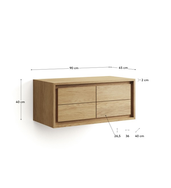 Kenta Мебель для ванной из массива тика с натуральной отделкой, 90 x 45 см