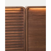 Кровать Norlen с 2 тумбочками из орехового шпона с темной отделкой LED 180 x 200 см