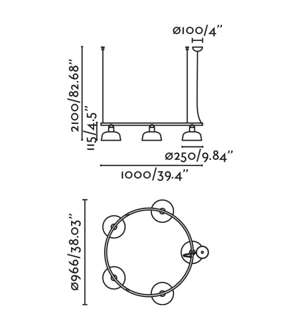 Люстра круглая TATAWIN M черная 5xE27