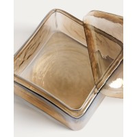 Декоративная шкатулка Aveli из переливающегося бежевого стекла, 14 x 14 см