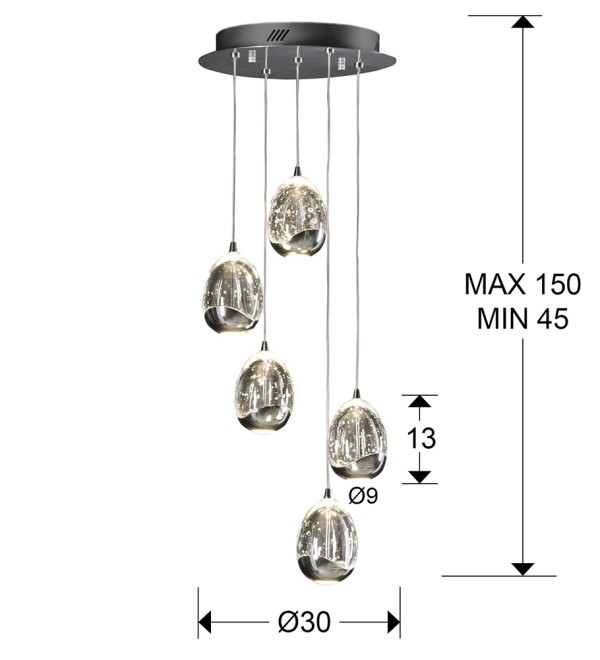 Подвесной светильник Rocio LED 5L Ø30 хром