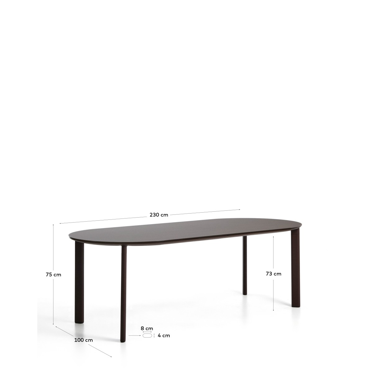 Уличный стол Erice из алюминия и закаленного стекла коричневого цвета, 230 x 100 см