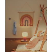 Настольная лампа Bianella из хлопка и розового вельвета