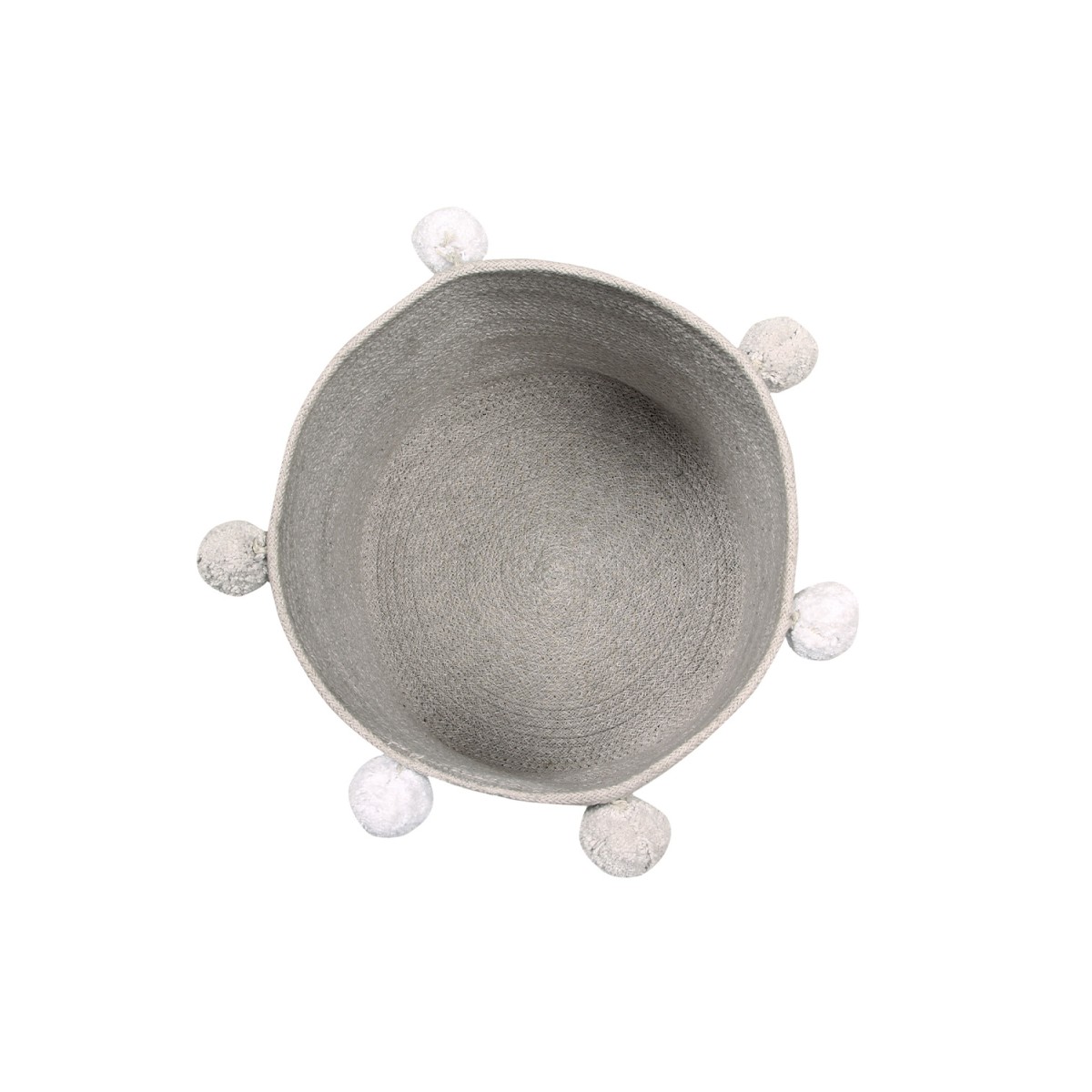 Корзина с помпонами серая 30*30*30