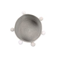 Корзина с помпонами серая 30*30*30