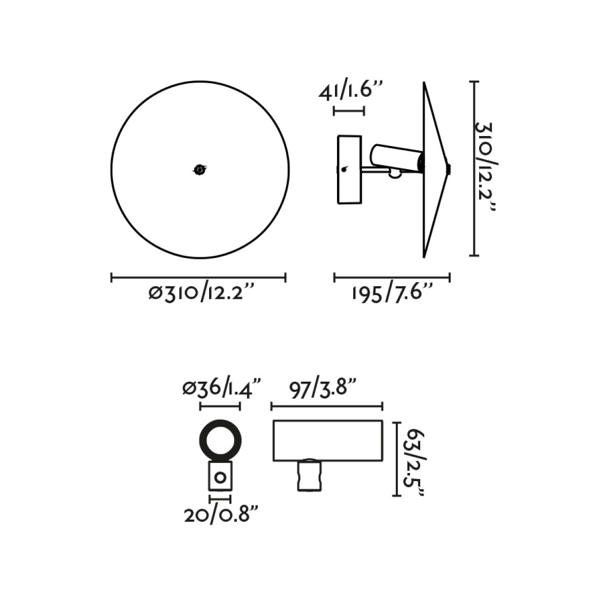 Настенный светильник CLAP черный LED 6W 3000K 38° C/PLAT S