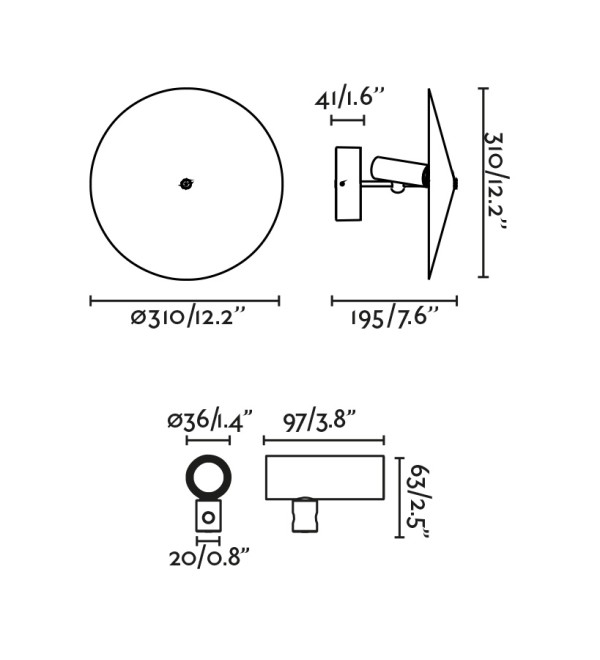 Настенный светильник CLAP черный LED 6W 3000K 38° C/PLAT S