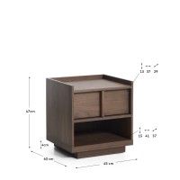 Прикроватная тумба Onix с 1 ящиком из шпона ореха темного цвета, 45 x 47 см