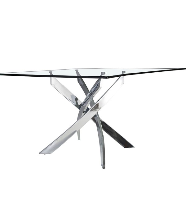 Стол обеденный прямоугольный F2133 /1061 стекло 150x95 с ножками из нержавеющей стали